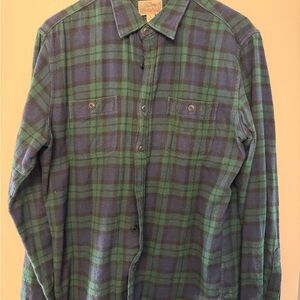 J. Crew Green and Blue Flannel Shirt